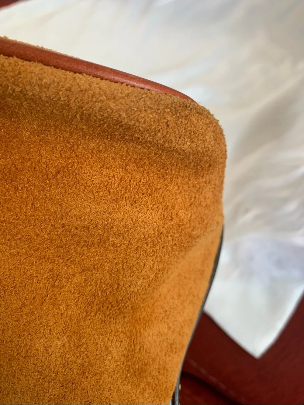 GUC. Dooney & Bourke Suede Satchel in honey Brown with Tan Leather Trim.